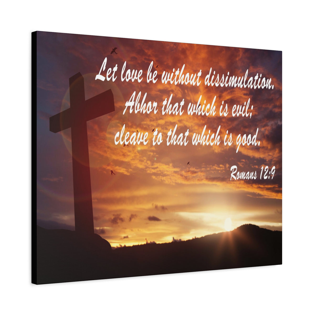 Scripture Canvas Love Without Dissimulation Romans 12:9 Christian Wall Art Bible Verse Print Ready to Hang