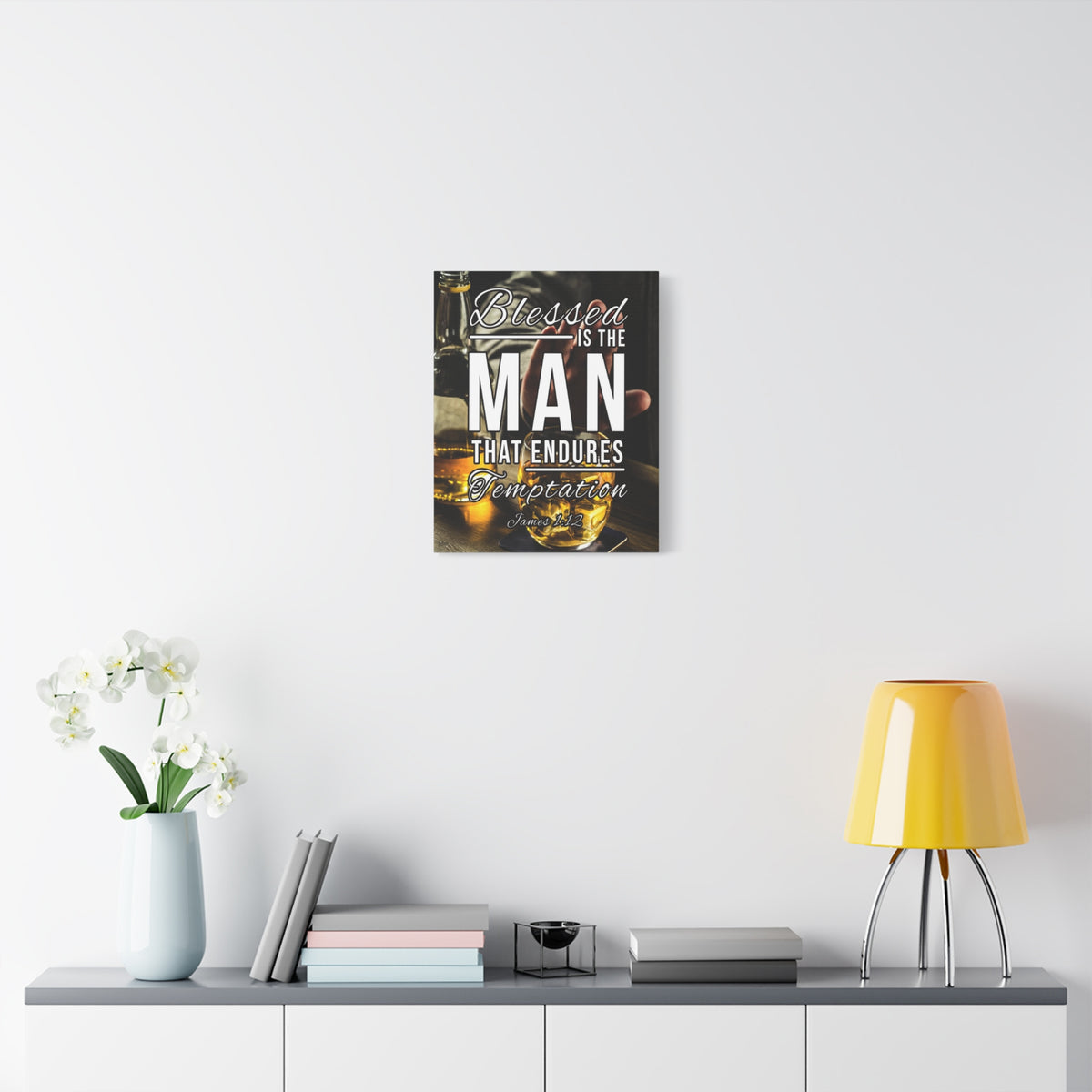 Scripture Canvas Blessed is the Man James 1:12 Christian Wall Art Bible Verse Print Ready to Hang
