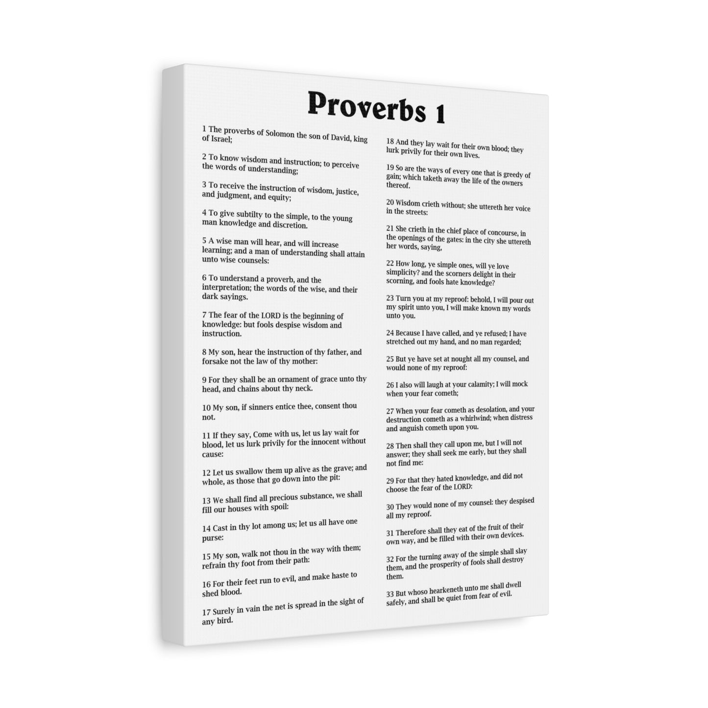 Scripture Walls Proverbs Chapter 1 White Bible Canvas Christian Wall Art Ready to Hang Unframed