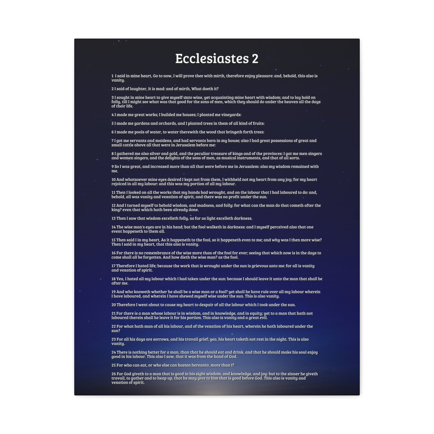 Vanity Of Pleasure & Achievement Ecclesiastes 2 Bible Verse Canvas Christian Wall Art Ready to Hang