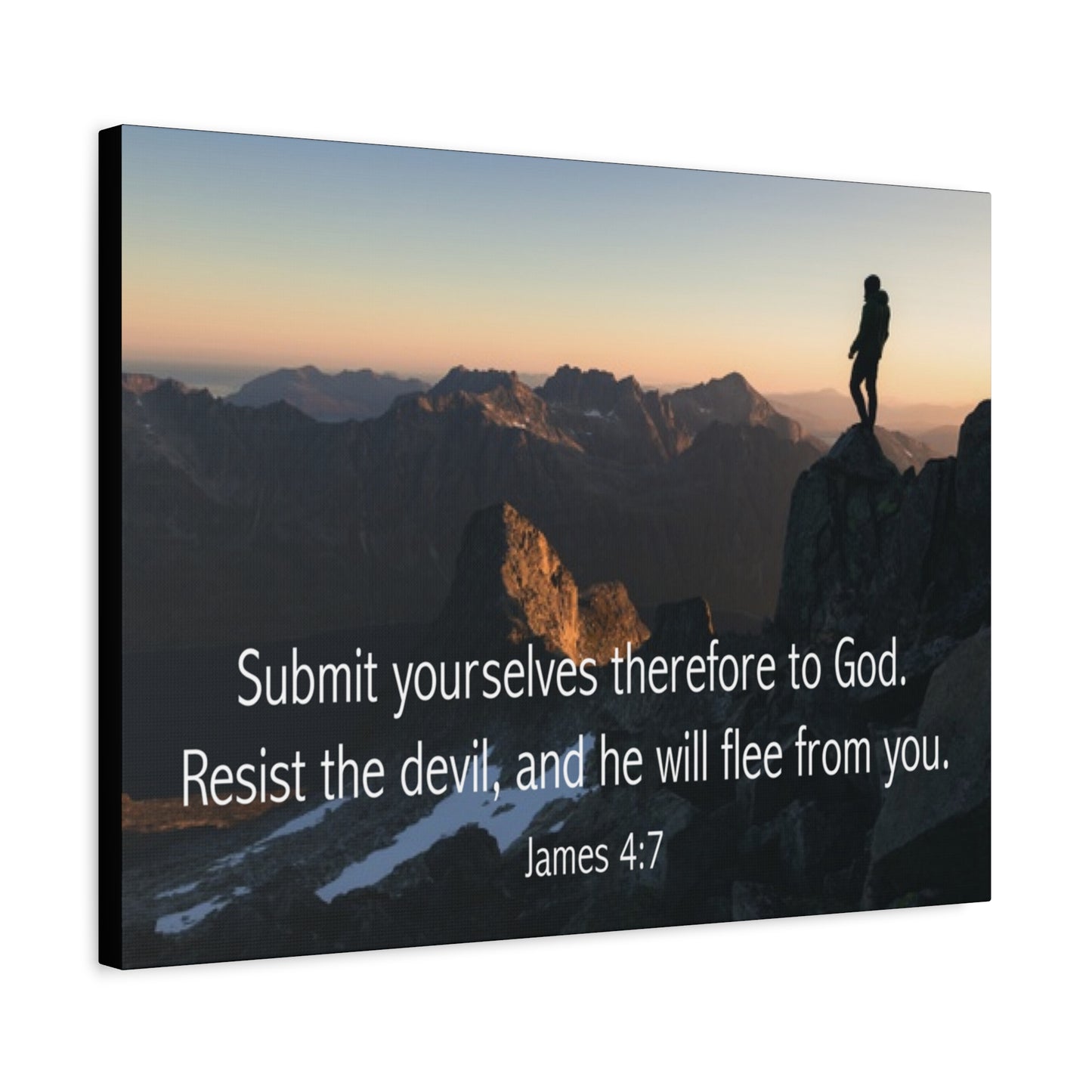 Bible Verse Canvas Resist the Devil James 4:7 Christian Home Décor Wall Art Scripture Ready to Hang Faith Print