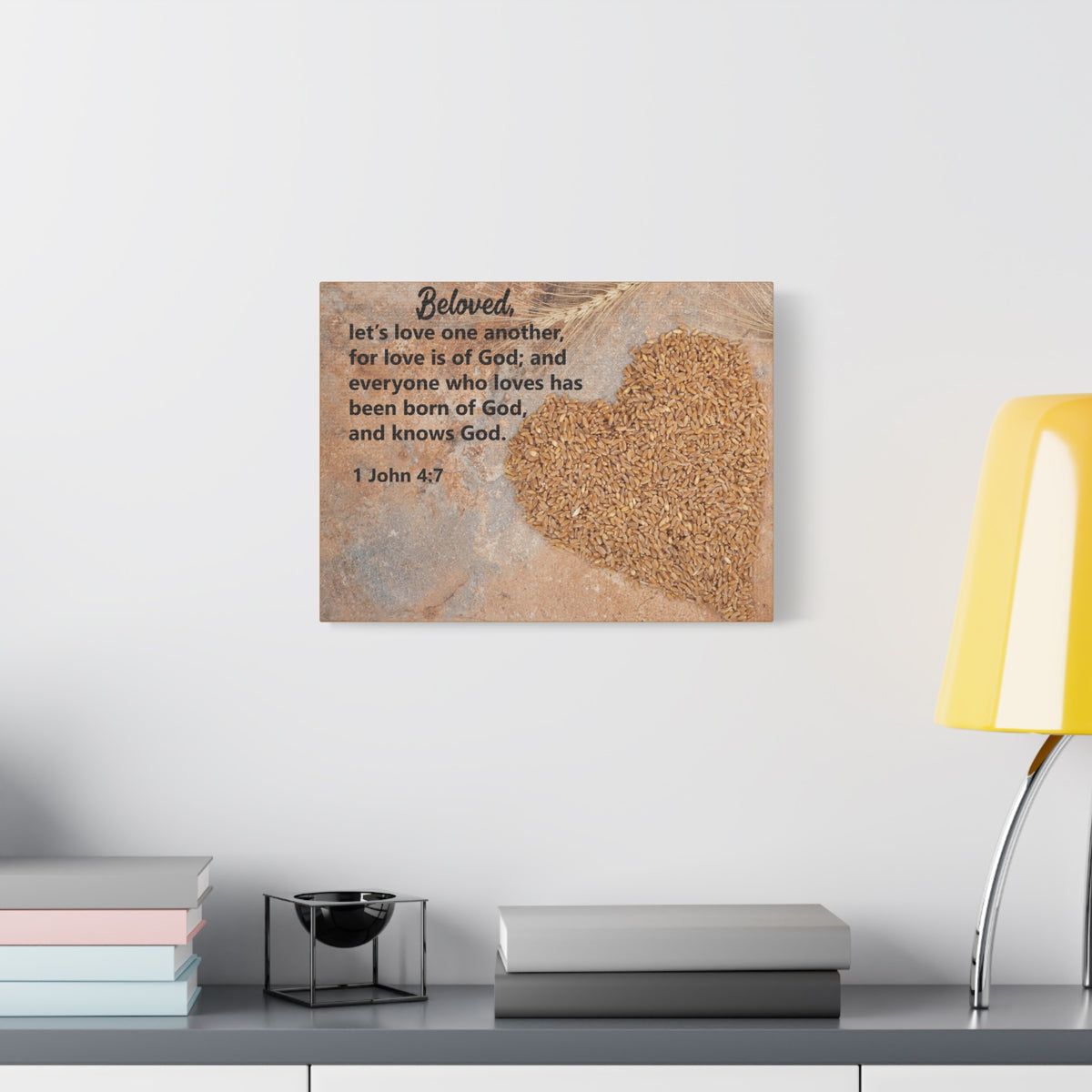 Scripture Canvas Let's Love One Another 1 John 4:7 Christian Wall Art Bible Verse Print Ready to Hang