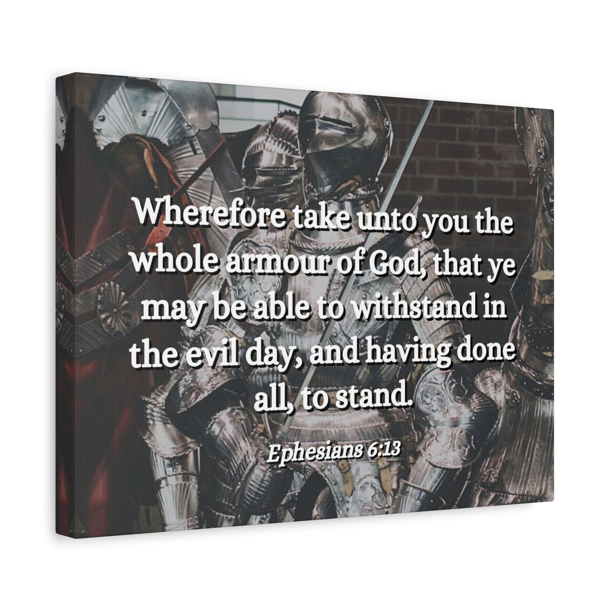 Scripture Canvas Whole Armour Ephesians 6:13 Christian Wall Art Bible Verse Print Ready to Hang