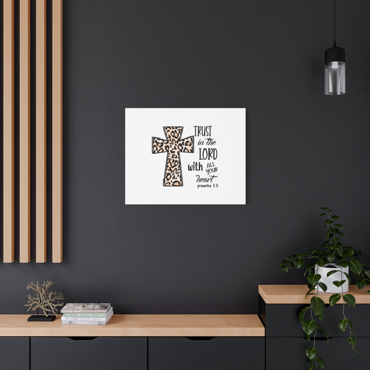 Scripture Canvas Trust In The Lord Proverbs 3:5 Leopard Pattern Christian Wall Art Bible Verse Print Ready to Hang