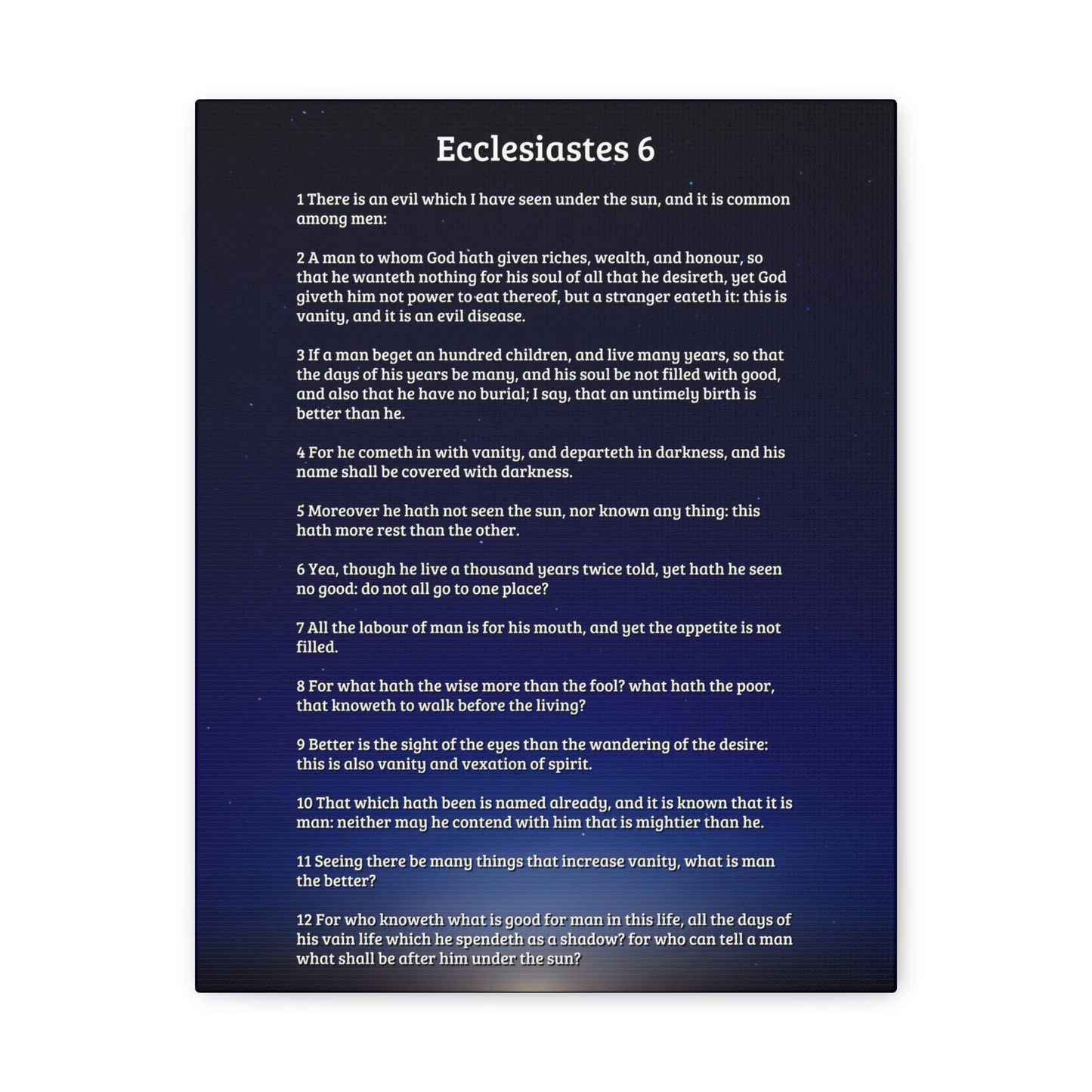 Vanity Of Riches Ecclesiastes 6 Bible Verse Canvas Christian Wall Art Ready to Hang