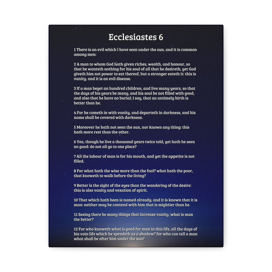 Vanity Of Riches Ecclesiastes 6 Bible Verse Canvas Christian Wall Art Ready to Hang