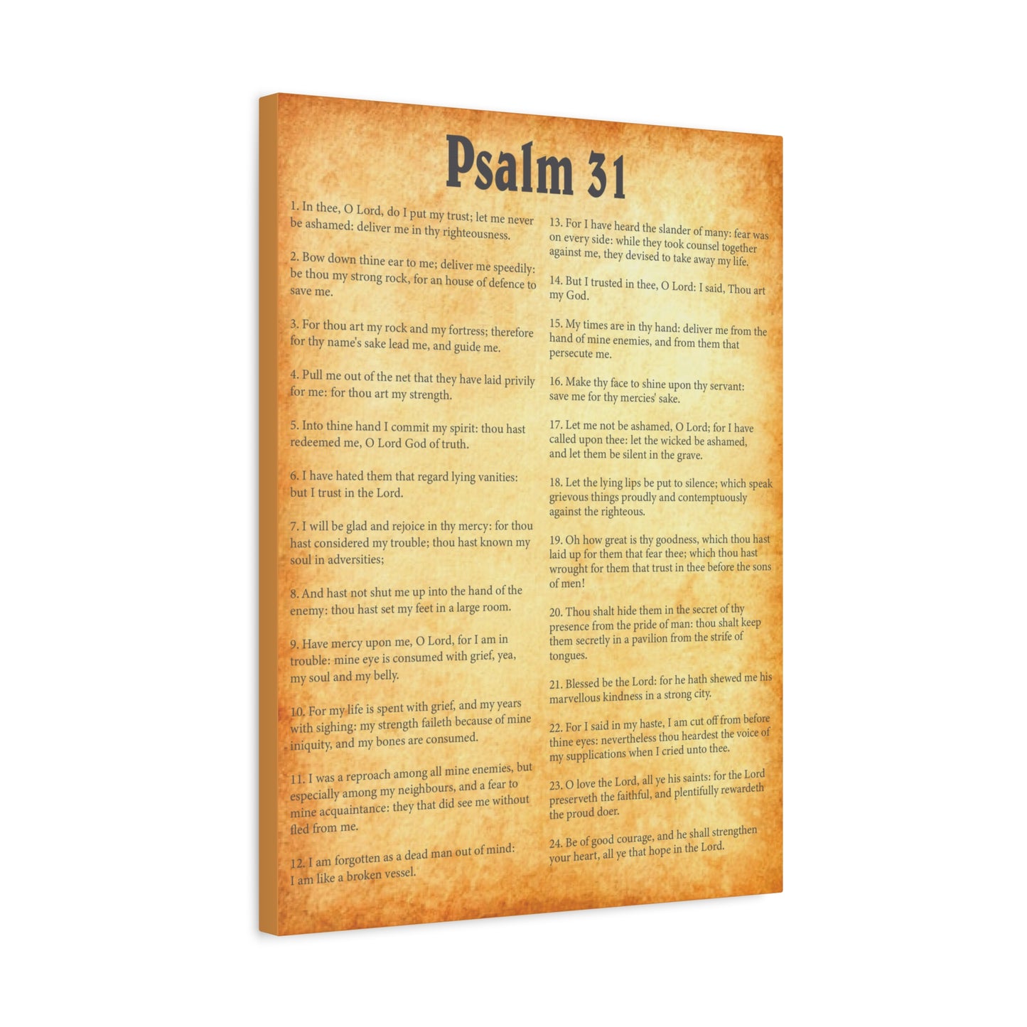 Scripture Walls Psalm 31 Gold Bible Chapter Canvas Christian Wall Art Ready to Hang