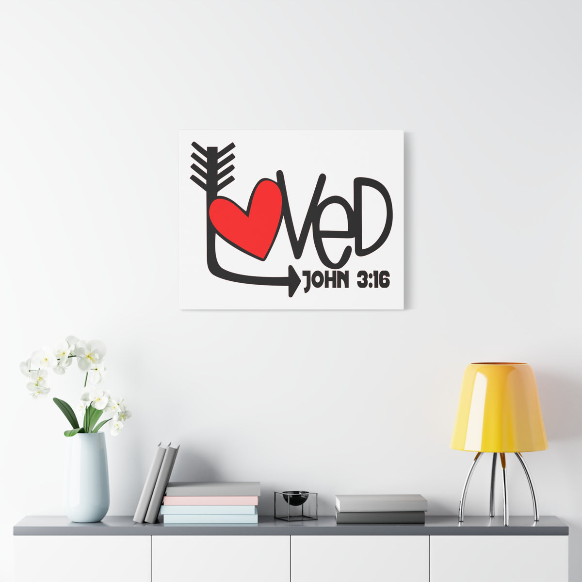 Scripture Canvas Loved John 3:16 Christian Wall Art Bible Verse Print Ready to Hang