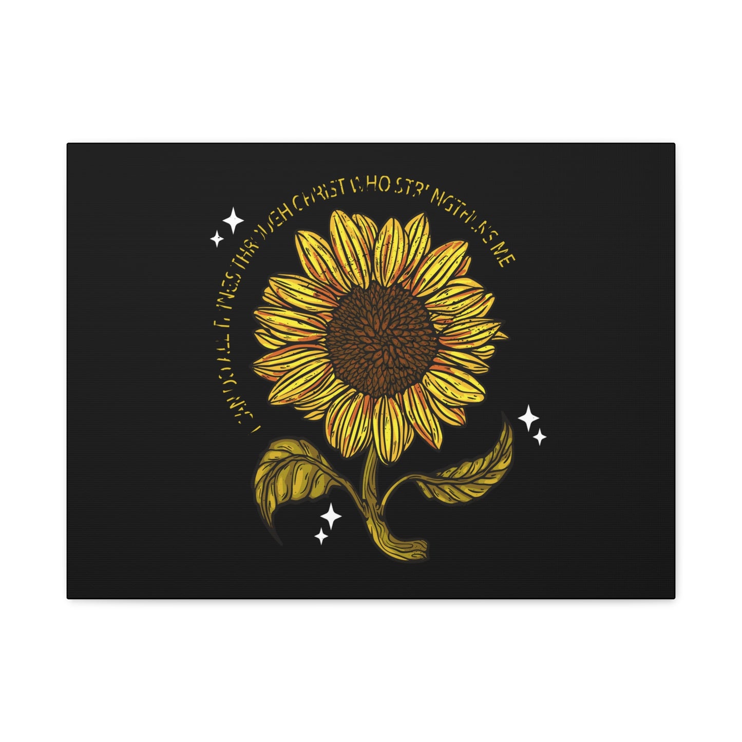 Through Christ Sunflower Philippians 4:13 Christian Wall Art Bible Verse Print Ready to Hang