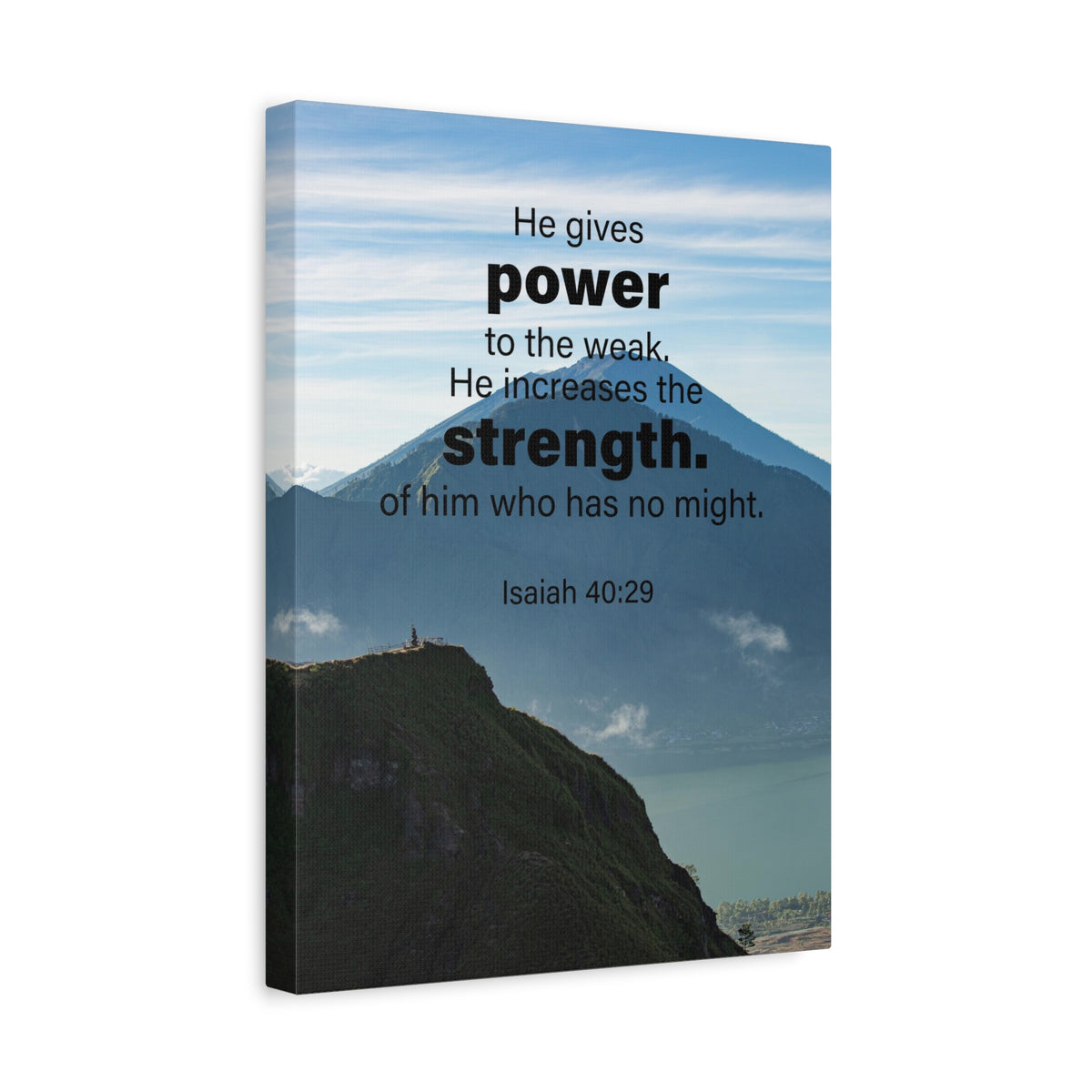 Scripture Canvas Power to the Weak Isaiah 40:29 Christian Wall Art Bible Verse Print Ready to Hang