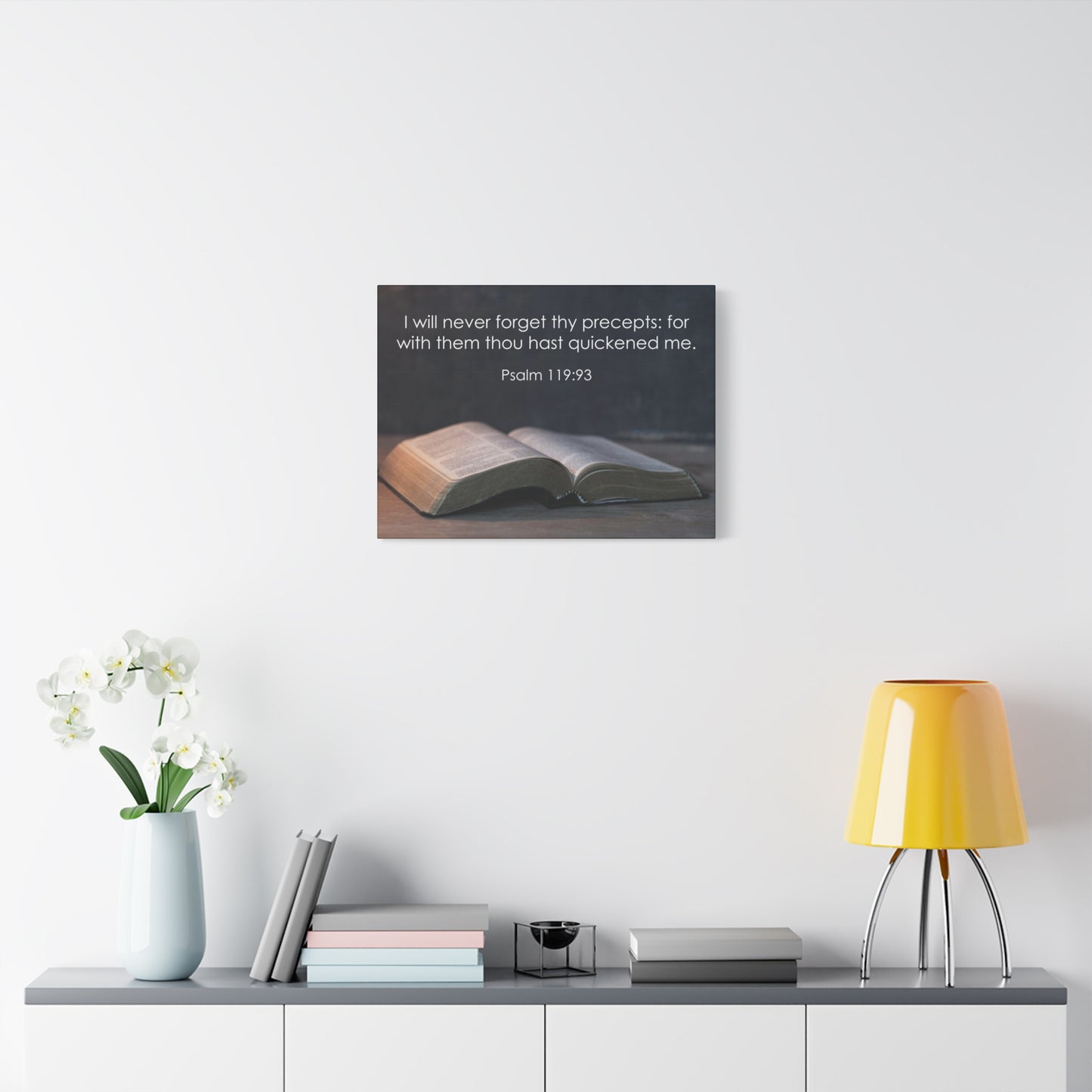 Bible Verse Canvas Never Forget Thy Precepts Psalm 119:93 Christian Home Décor Wall Art Scripture Ready to Hang Faith Print