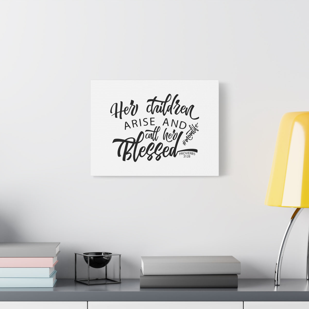 Scripture Canvas Her Children Arise Proverbs 31:28 Christian Wall Art Bible Verse Print Ready to Hang