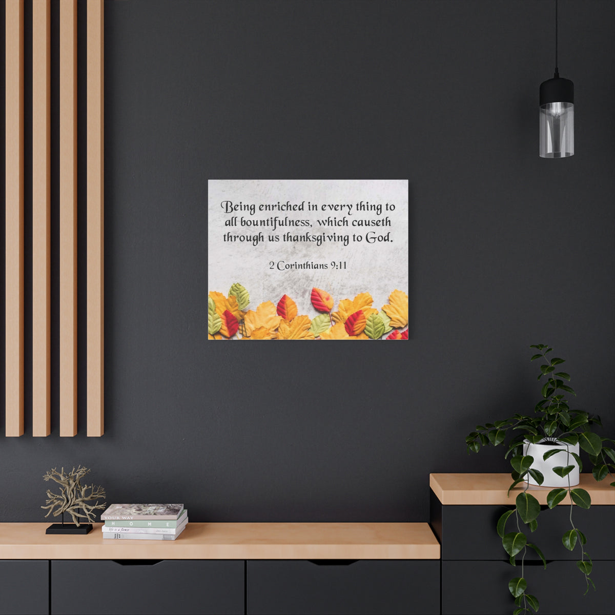 Scripture Canvas Thanksgiving to God 2 Corinthians 9:11 Wall Art Bible Verse Print Ready to Hang