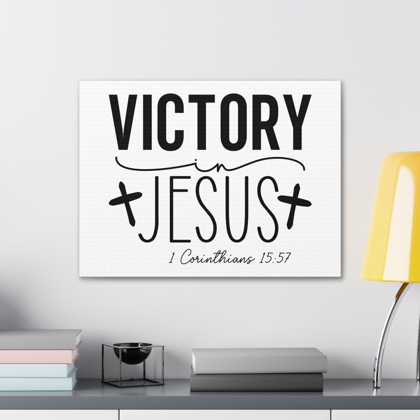 1 Corinthians 15:57 Victory in Jesus Bible Verse Canvas Christian Wall Art Ready to Hang Unframed