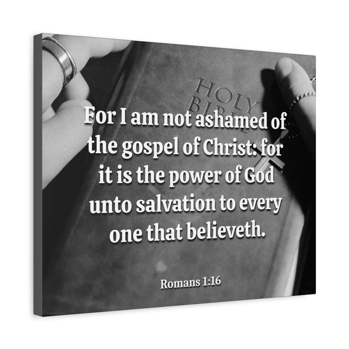 Scripture Canvas God Unto Salvation Romans 1:16 Christian Wall Art Bible Verse Print Ready to Hang