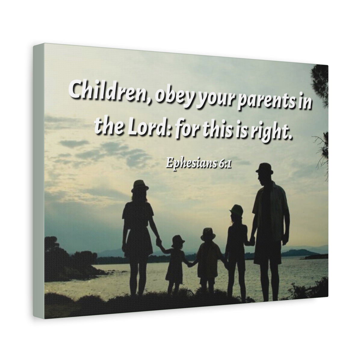 Scripture Canvas Obey Your Parents Ephesians 6:1 Christian Wall Art Bible Verse Print Ready to Hang