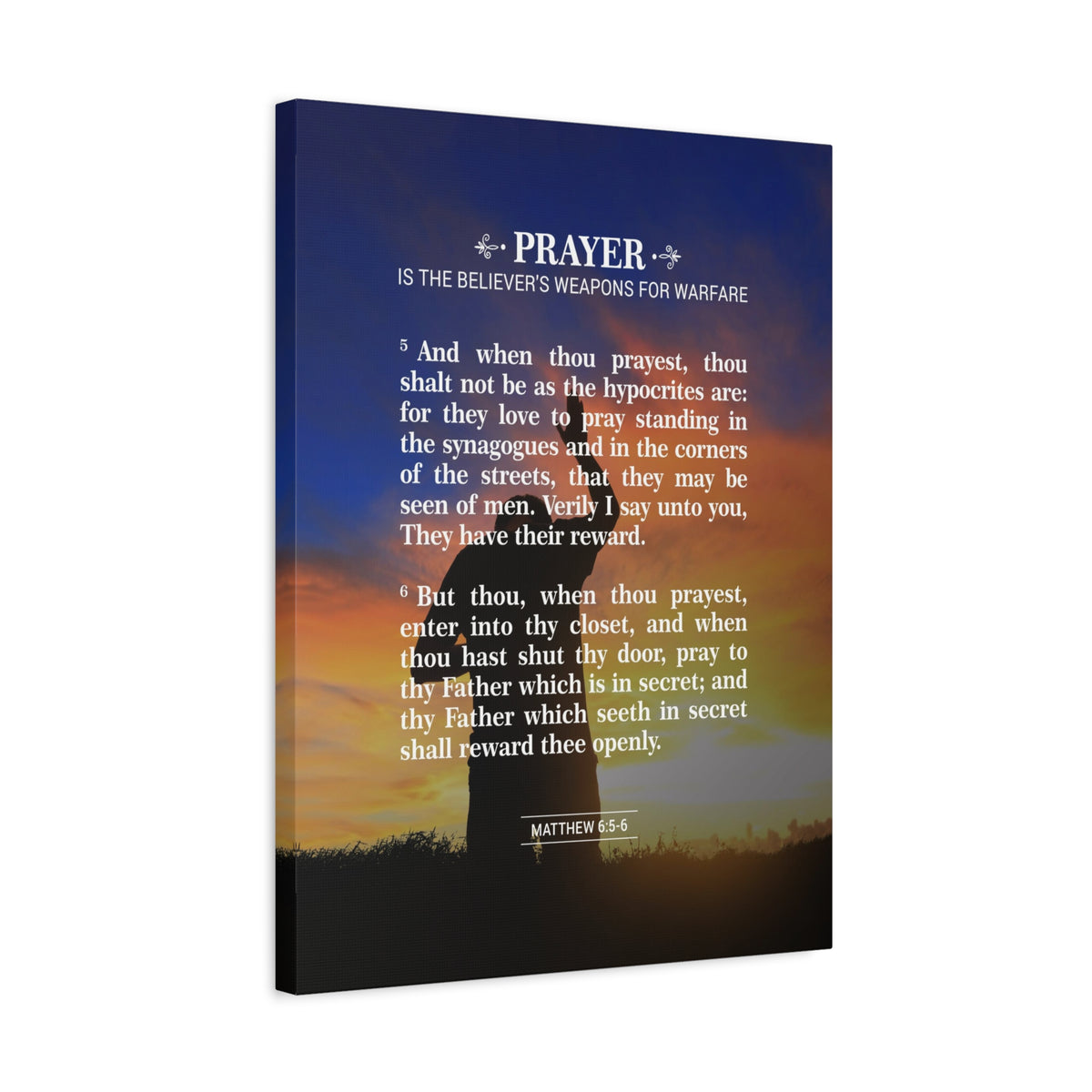 Scripture Canvas Prayer Matthew 6:5-6 Christian Wall Art Bible Verse Print Ready to Hang