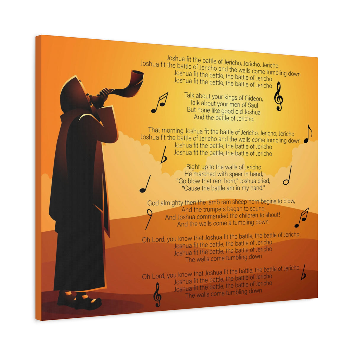 Scripture Canvas Joshua Fit the Battle of Jericho Joshua 6:15-21 Christian Wall Art Bible Verse Print Ready to Hang