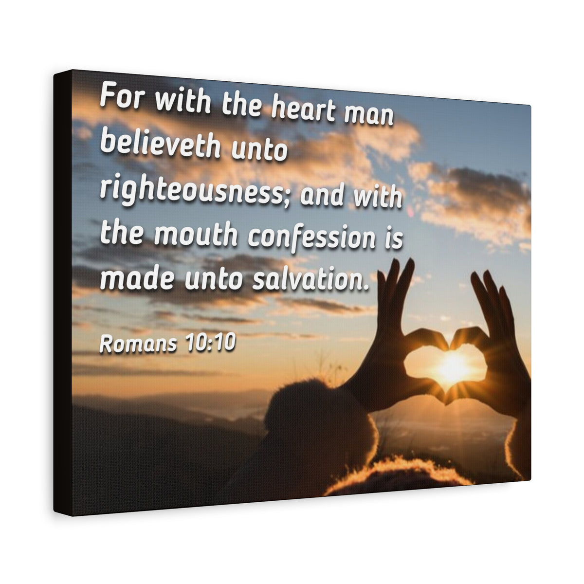 Scripture Canvas Believeth Unto Righteousness Romans 10:10 Christian Wall Art Bible Verse Print Ready to Hang