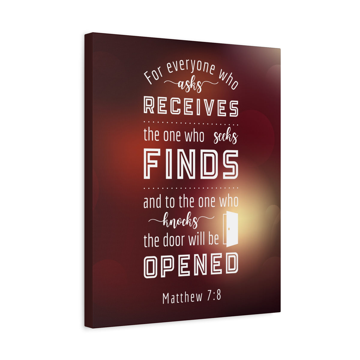 Scripture Canvas The One Who Seeks Matthew 7:8 Christian Wall Art Bible Verse Print Ready to Hang