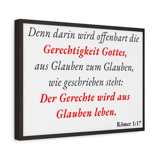 Scripture Walls Römer 1:17 Romans 1:17 Live By Faith German White Bible Verse Canvas Christian Wall Art Ready to Hang Unframed