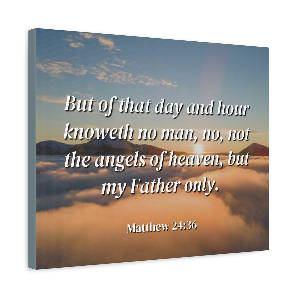 Scripture Canvas Angels Of Heaven Matthew 24:36 Christian Wall Art Bible Verse Print Ready to Hang