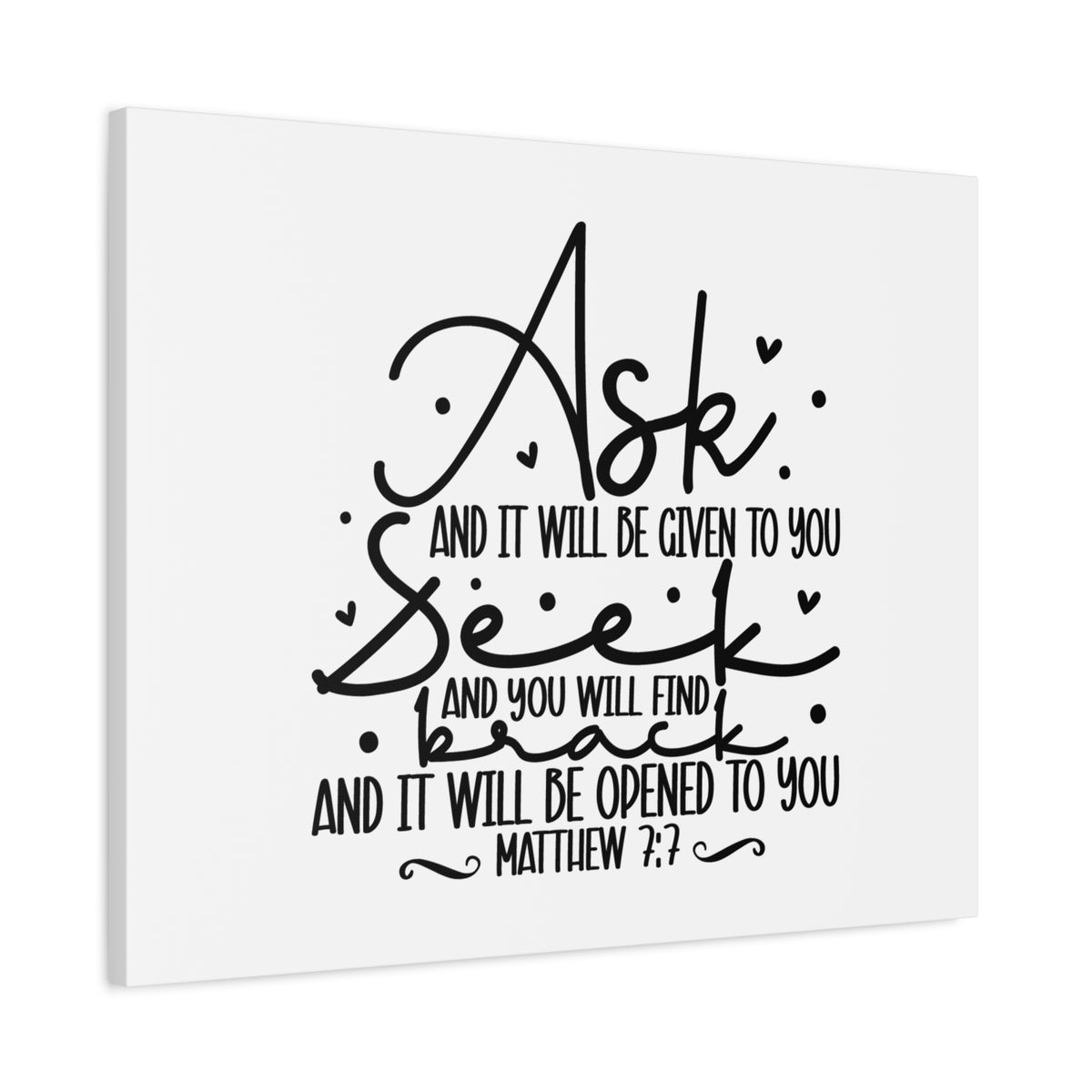 Scripture Canvas Opened To You Matthew 7:7 Christian Wall Art Bible Verse Print Ready to Hang
