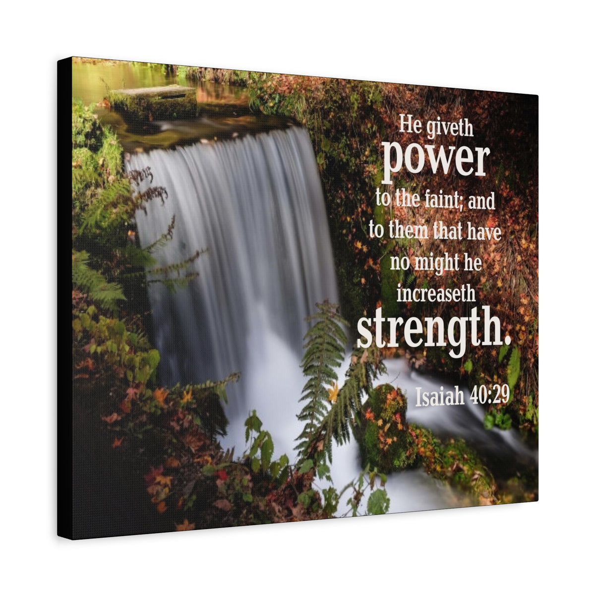 Scripture Canvas He Giveth Power and Strength Isaiah 40:29 Christian Wall Art Bible Verse Print Ready to Hang