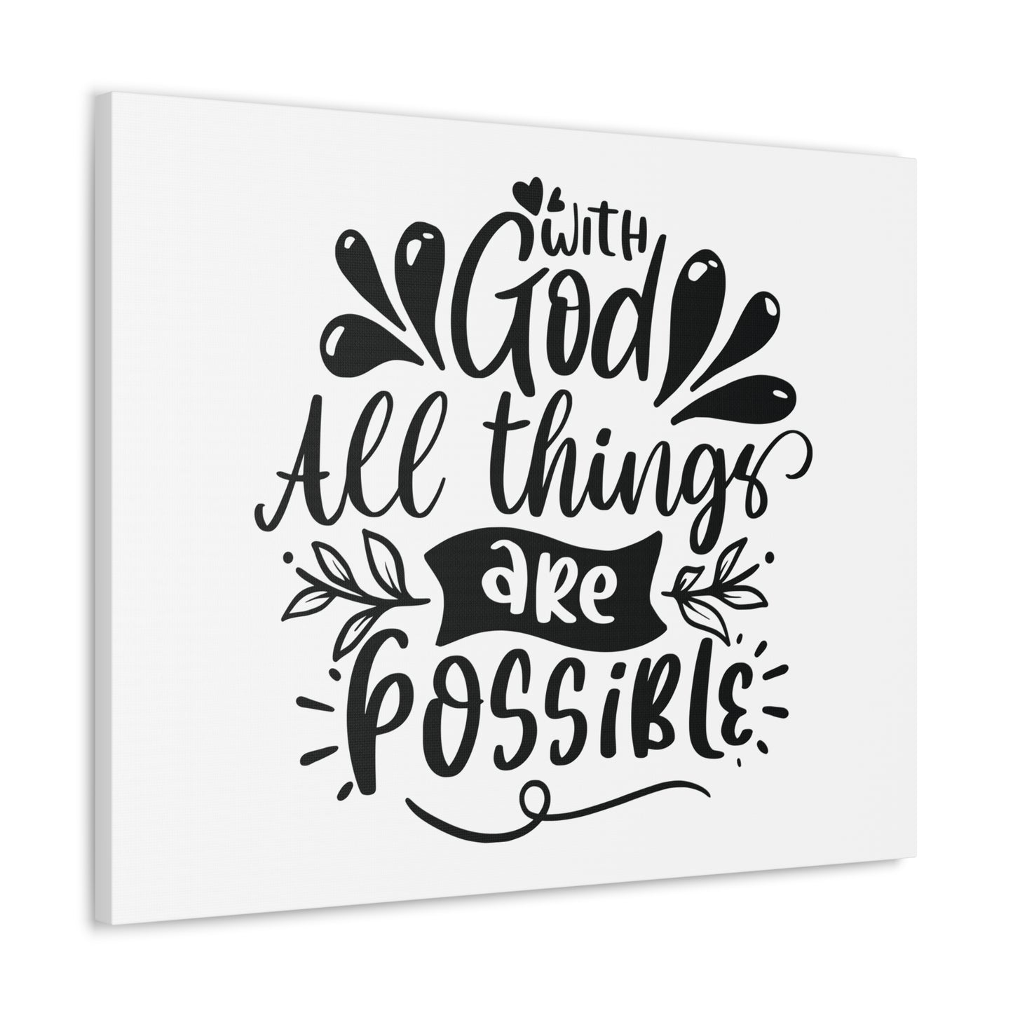 With God All Things Are Possible Matthew 19:26 Christian Wall Art Bible Verse Print Ready to Hang