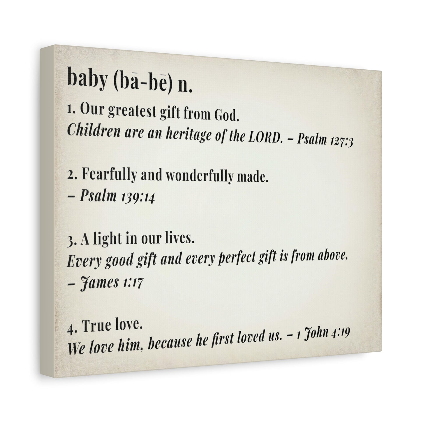 Scripture Walls Baby Definition by God Bible Verse Canvas Christian Wall Art Ready to Hang Unframed