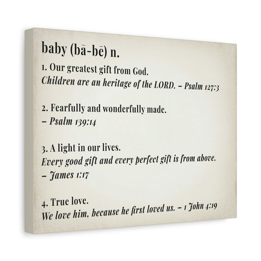 Scripture Walls Baby Definition by God Bible Verse Canvas Christian Wall Art Ready to Hang Unframed