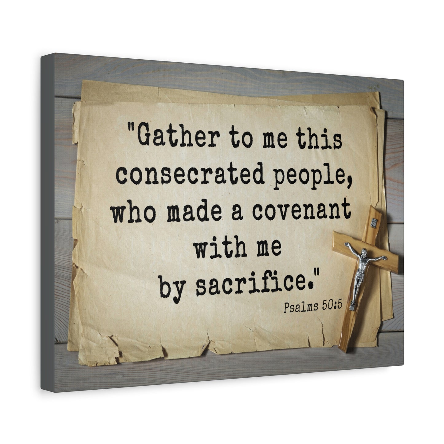 Scripture Walls By Sacrifice Psalm 50:5 Bible Verse Canvas Christian Wall Art Ready to Hang