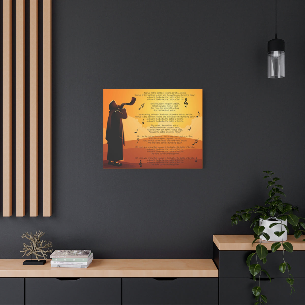 Scripture Canvas Joshua Fit the Battle of Jericho Joshua 6:15-21 Christian Wall Art Bible Verse Print Ready to Hang
