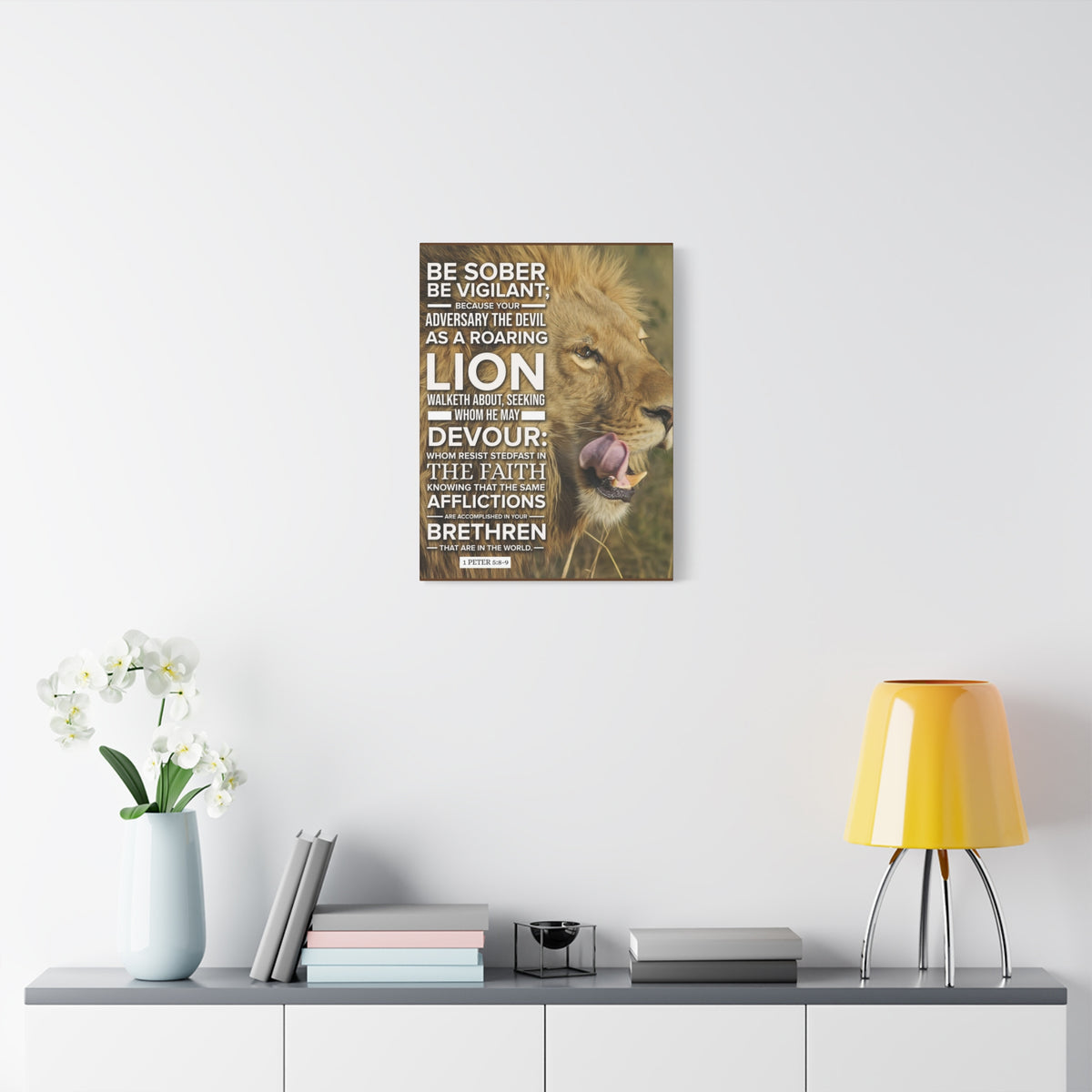 Scripture Canvas Be Vigilant 1 Peter 5:89 Christian Wall Art Bible Verse Print Ready to Hang