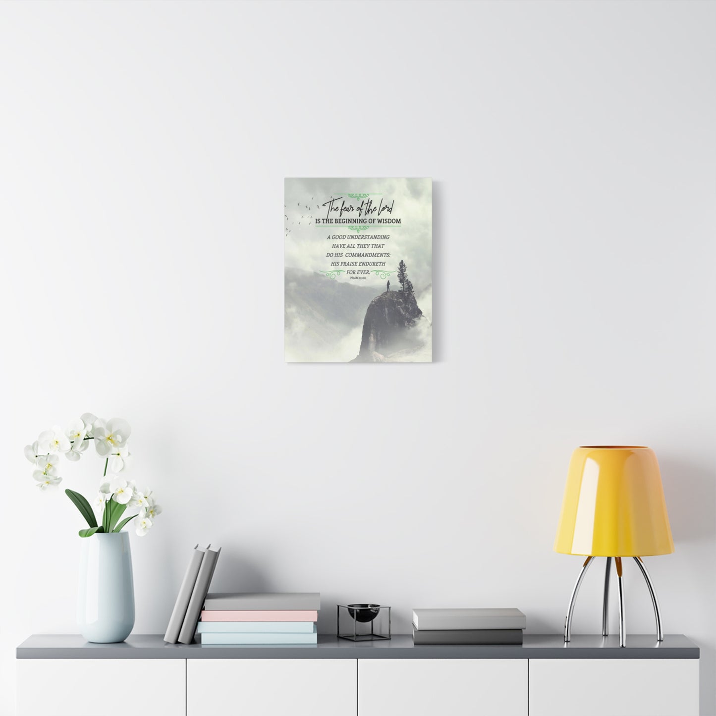 Scripture Canvas The Fear of The Lord Psalm 111:10 Christian Wall Art Bible Verse Print Ready to Hang