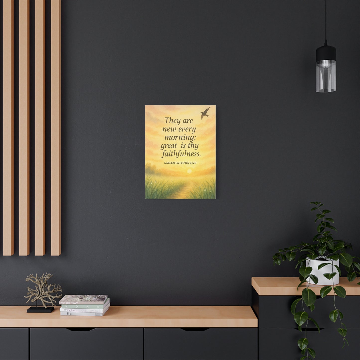 Bible Verse Canvas Lamentations 3:23 Christian Home Décor Wall Art Scripture Ready to Hang Faith Print