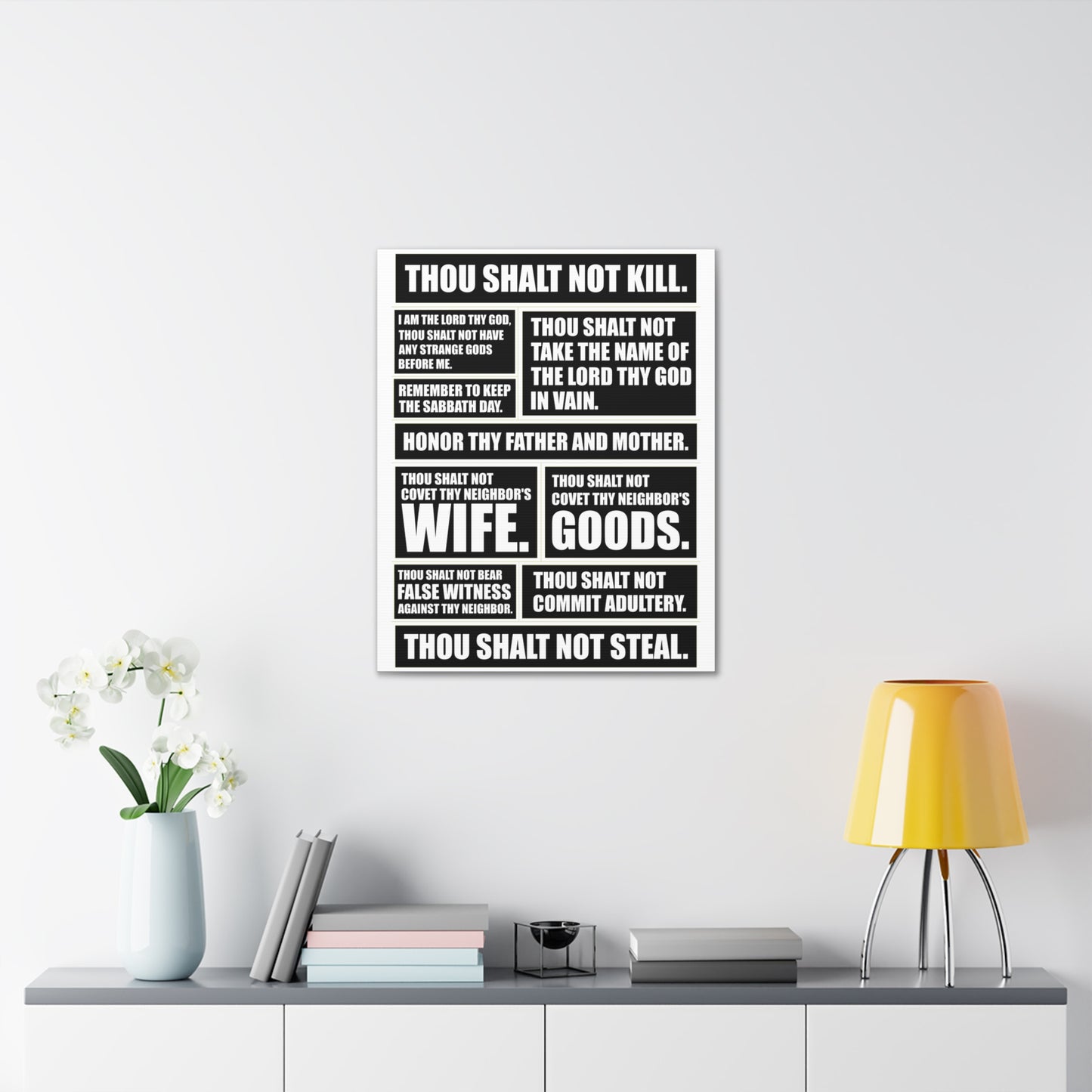 The Ten Commandments Deuteronomy 4:13 Christian Wall Art Print Ready to Hang