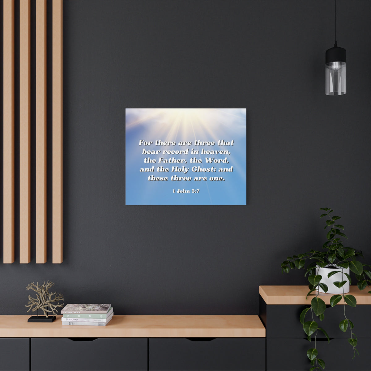 Scripture Canvas Three Are One 1 John 5:7 Christian Wall Art Bible Verse Print Ready to Hang