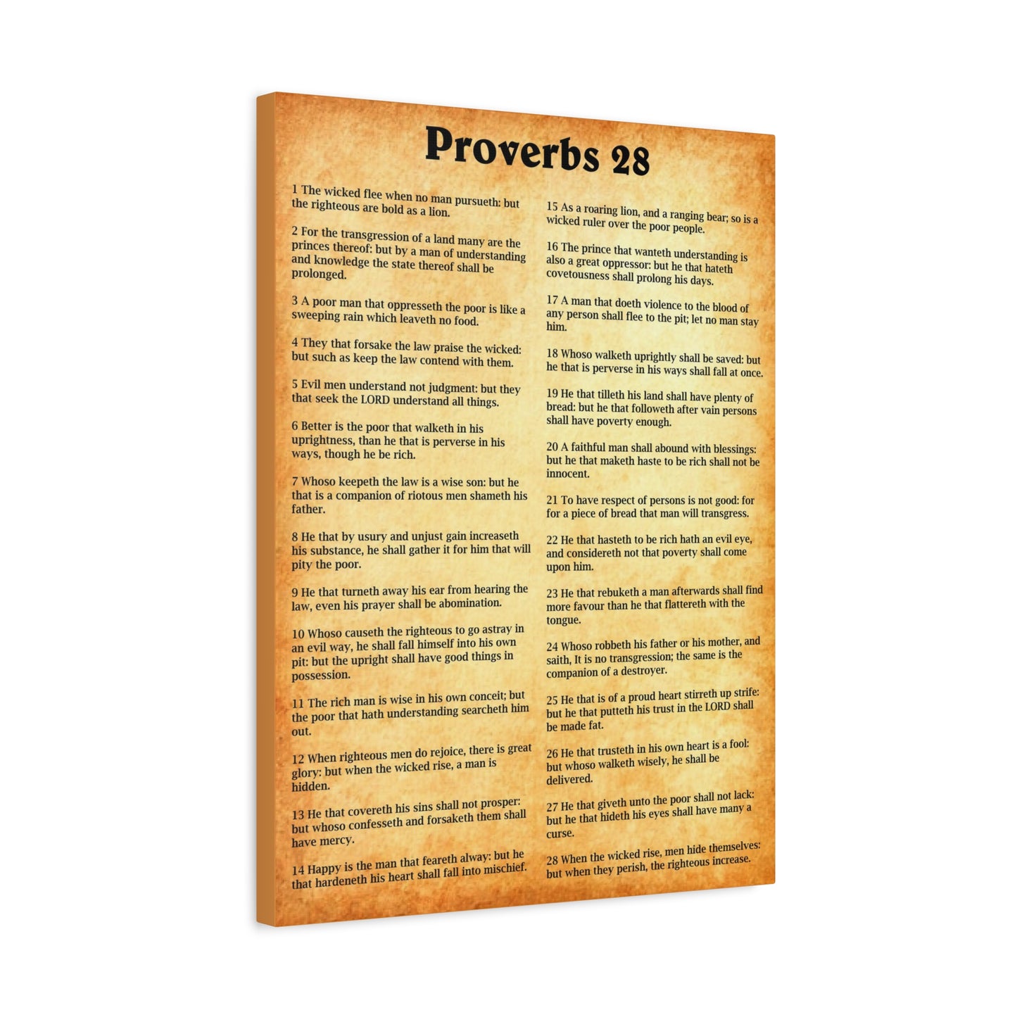 Scripture Walls Proverbs Chapter 28 Gold Bible Canvas Christian Wall Art Ready to Hang Unframed