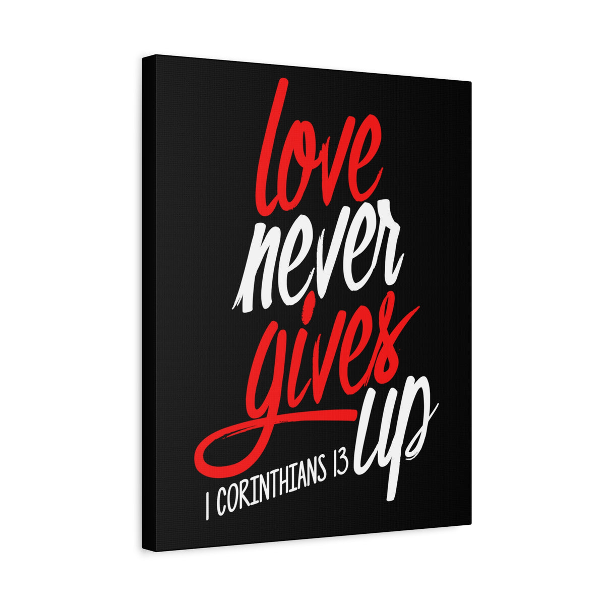 Scripture Canvas Love Never Gives Up 1 Corinthians 13 Christian Wall Art Bible Verse Print Ready to Hang
