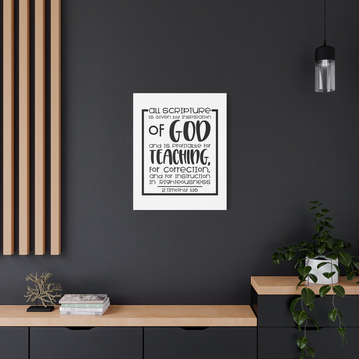 Scripture Canvas Teaching 2 Timothy 3:16 Christian Wall Art Bible Verse Print Ready to Hang