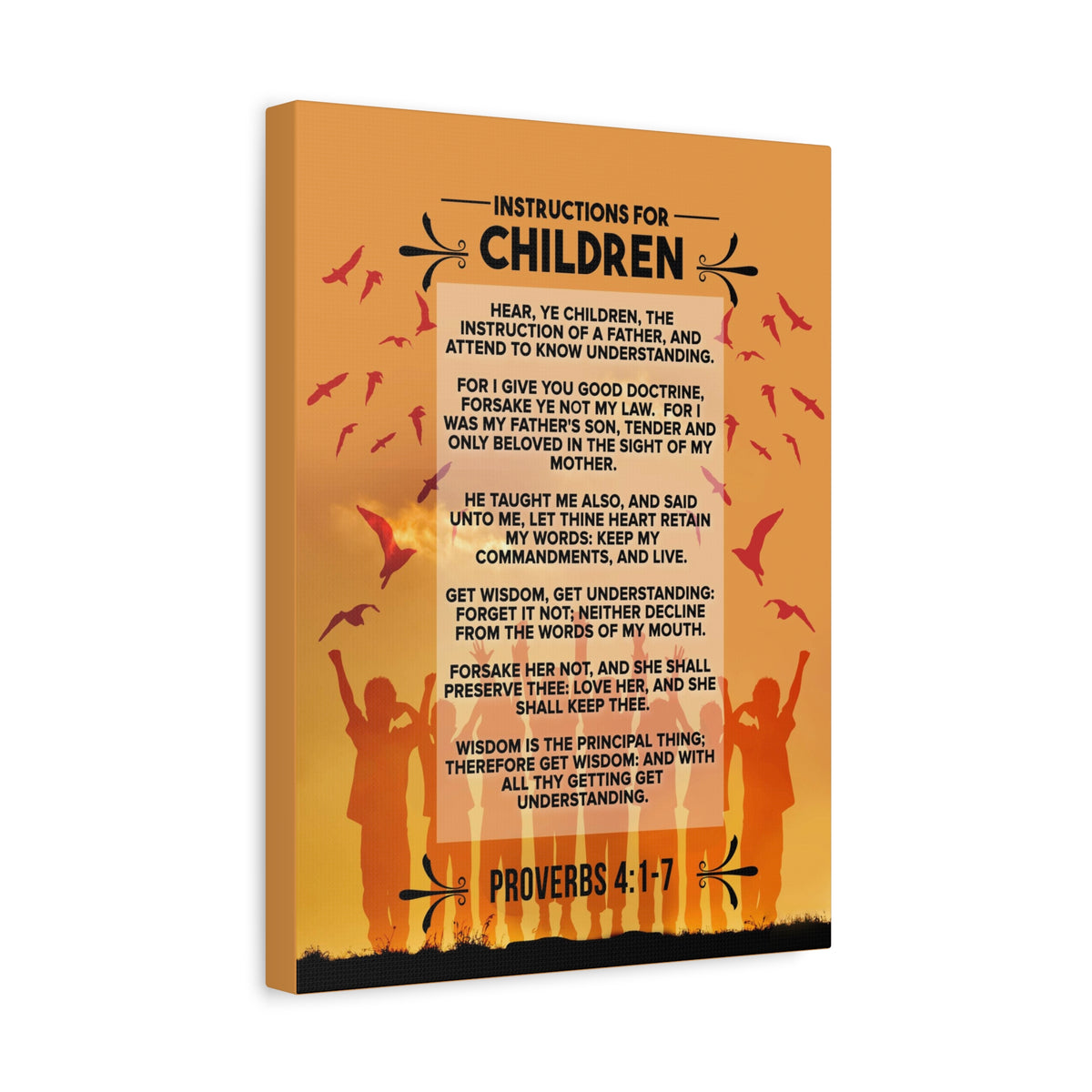 Scripture Canvas Instructions for Children Proverbs 4:1‭-‬7 Christian Wall Art Bible Verse Print Ready to Hang