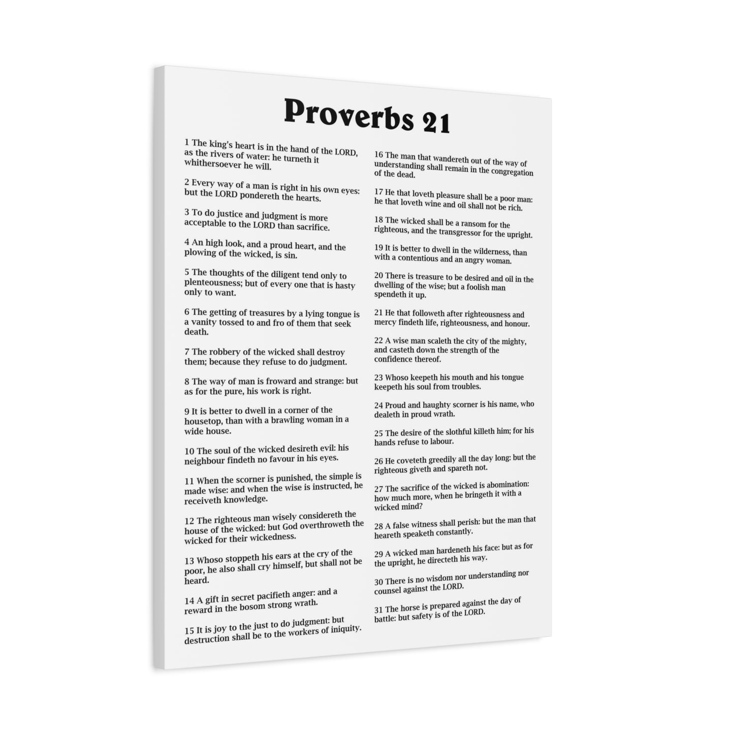 Scripture Walls Proverbs Chapter 21 White Bible Canvas Christian Wall Art Ready to Hang Unframed