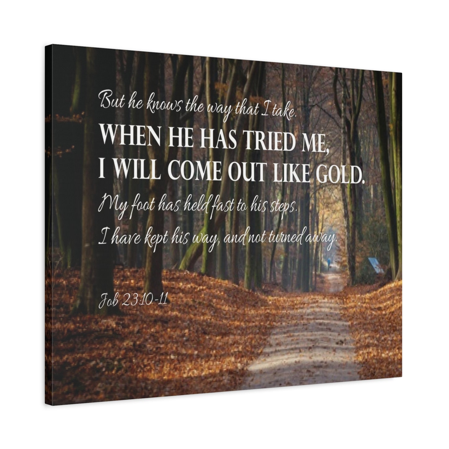 Bible Verse Canvas Come Out Like Gold Job 23:10-11 Scripture Wall Art Christian Home Decor