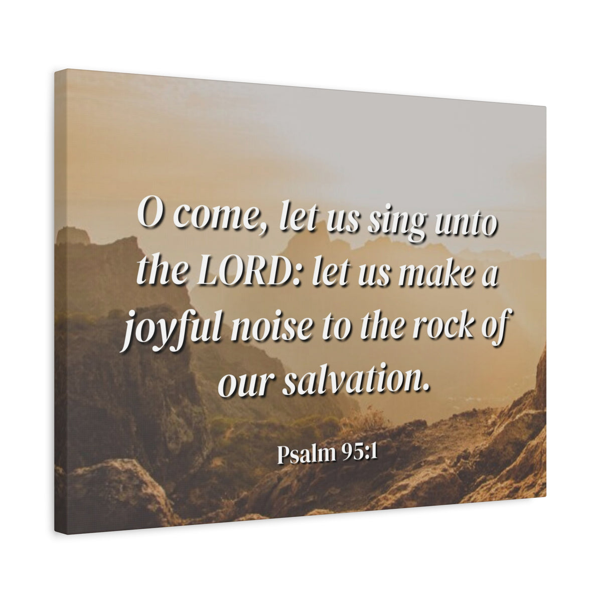 Scripture Canvas Our Salvation Psalm 95:1 Christian Wall Art Bible Verse Print Ready to Hang