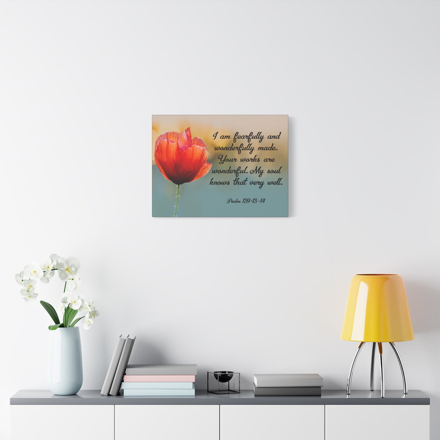 Bible Verse Canvas I Am Fearfully and Wonderfully Made Psalm 139:13-14 Christian Home Décor Wall Art Scripture Ready to Hang Faith Print