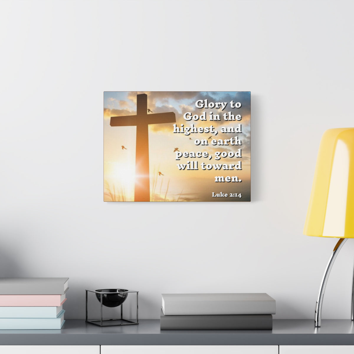 Scripture Canvas Glory To God Luke 2:14 Christian Wall Art Bible Verse Print Ready to Hang