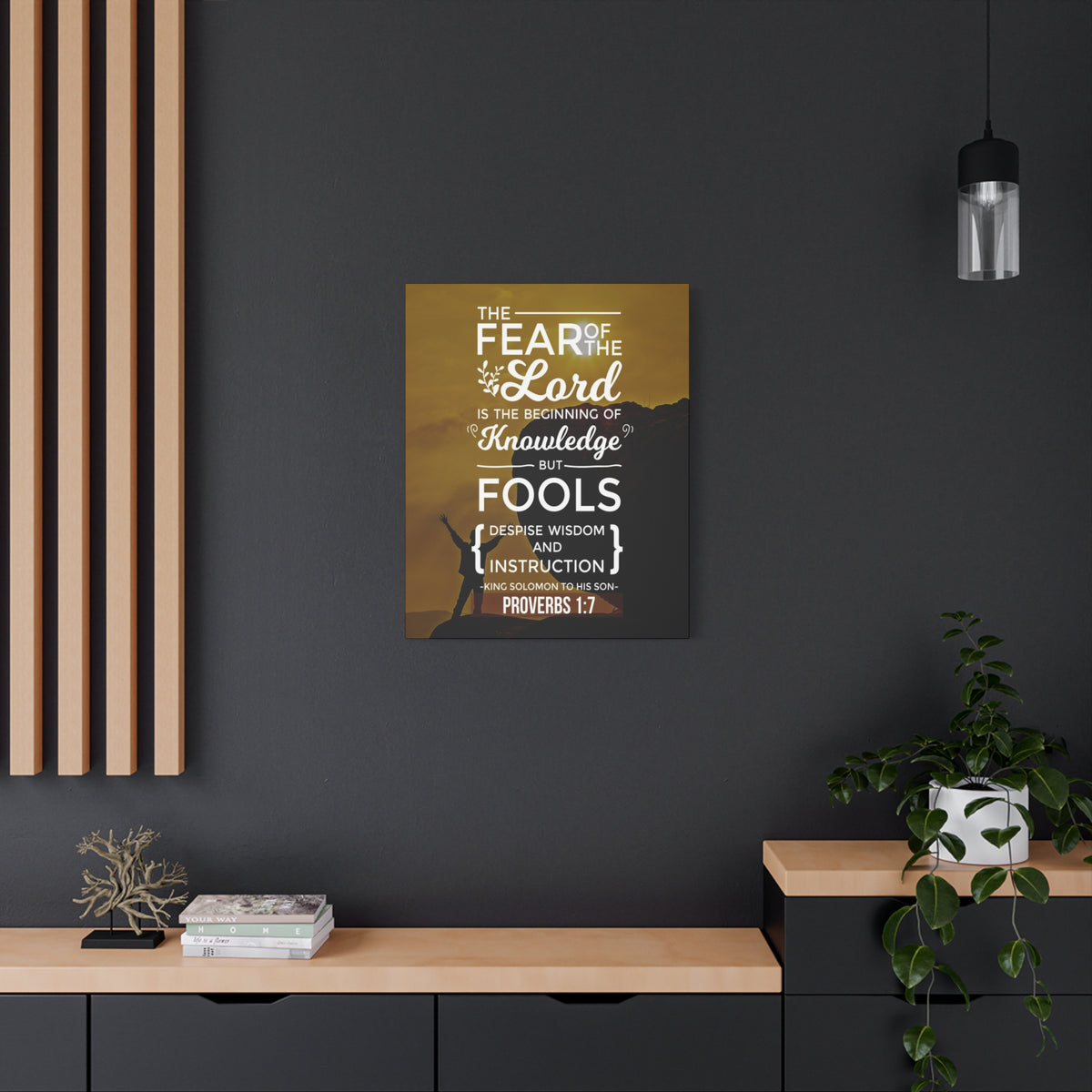 Scripture Canvas Beginning of Knowledge Proverbs 1:7 Christian Wall Art Bible Verse Print Ready to Hang
