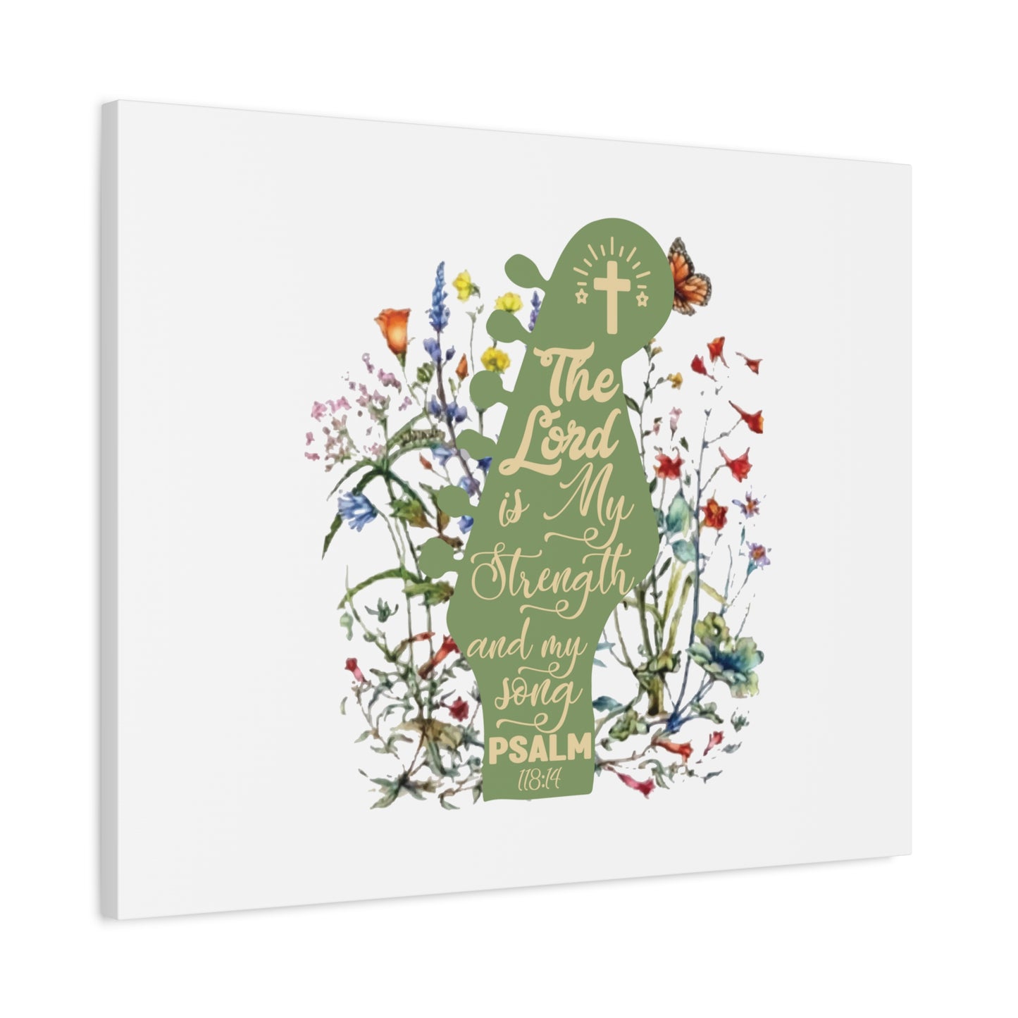 Scripture Canvas The Lord Is My Strength Psalm 118:14 Christian Wall Art Bible Verse Print Ready to Hang