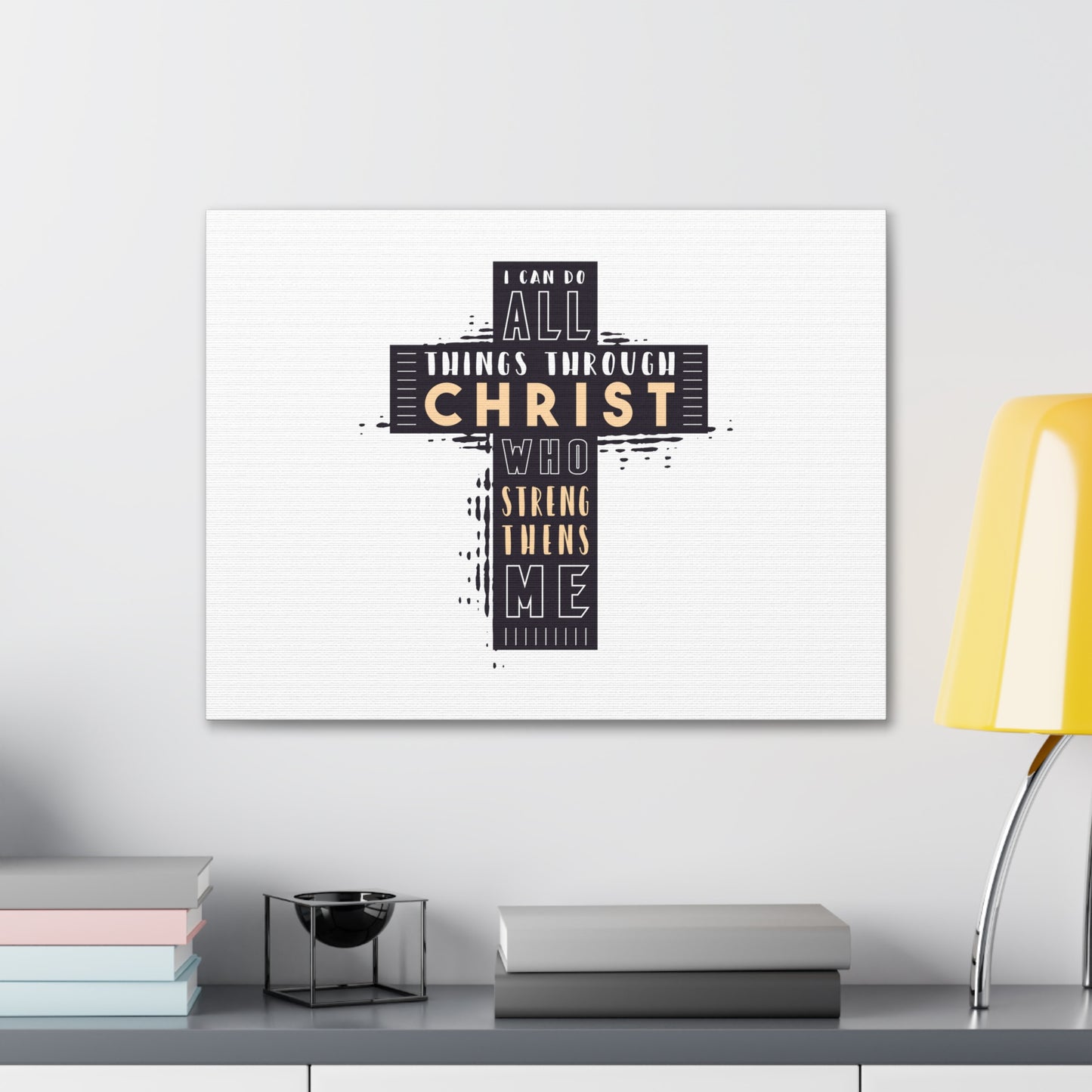 Things Through Christ Philippians 4:13 Cross Christian Wall Art Bible Verse Print Ready to Hang